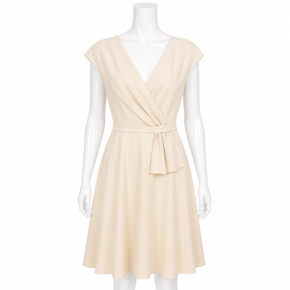 Gal Meets Glam Lydia Twist Dress Women's 8 Cream‎ Beige